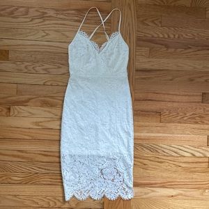 LuLu’s Flirting with Desire White Lace Bodycon Dress